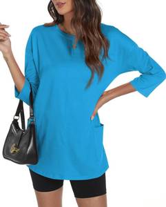 lot 2849 image: Poetsky Womens 34 Sleeve Tunic Tops for Leggings with Pockets Oversized Crew Neck Casual Long T Shirts Small