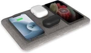 HALO Universal Wireless 4-in-1 Charging Mat, Intuitive Design Allows for Charging up to Five Devices at Once While Eliminating Cable Clutter, Gray Hawk
