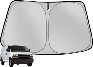 lot 11551 image: Windshield Sun Shade for 1996-2025 Che-vroletChevy Express Foldable Sun Sunshade for Car Front Window Blocks UV Rays and Heat Automotive Interior Protector Custom Fit Accessories