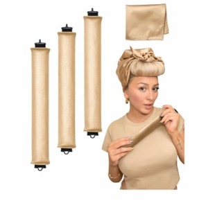 lot 11569 image: YOSHUYUKI Classic Heatless Curls Overnight Rods No Heat Hair Curlers Curling Iron Jumbo Flexi Rods Large Foam Hair Rollers for Long Short Hair to Sleep in with Satin Scarf Styling Tools Cream