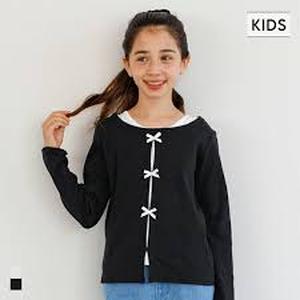 lot 11574 image: Cute childrens long-sleeved top with a double-layered bow Large