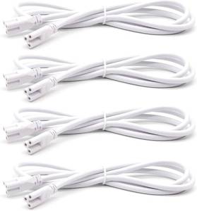 lot 11575 image: 4FT 1.2 Meter T5 T8 LED Tube Light Fixture -Linkable Cords, Double End Connector Cable, PowerExtension Wire for LED Integrated Single Fixture,Shop, Garage, Under Cabinet Light - 4Pcs