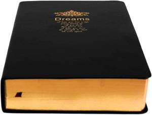 lot 11580 image: Thick Journal, Blank Premium Papers with Golden Rim, Hardcover Notebook with Black Soft Faux Leather Cover, 416 Pages 208 Sheets A5 Sketchbook for Writing Drawing