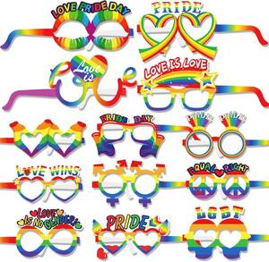 lot 11596 image: HOWAF Gay Pride Rainbow Paper Glasses, 26 Pack LGBT Gay Pride Glasses Rainbow Party Photo Booth Props Fancy Dress Costume Accessories for Women Man Gay Pride Celebrations Birthday Party Supplies