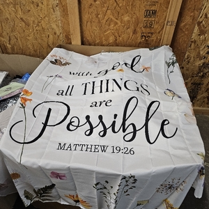 lot 11597 image: Glawry Floral Bible Verse Shower Curtain Christian Scriptures Bathroom Retro Flower Inspirational Quotes Vintage Watercolor 60Wx72L Inches Bath Accessories Art Home Decor Fabric 12 Pack Hook