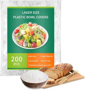 lot 11648 image: 200pcs Plastic Bowl Covers for Bread Proofing, Fits Bowls up to 12, Shower Caps for Sourdough Bread Baking Supplies, Plastic Wrap for Food Proofing Cover