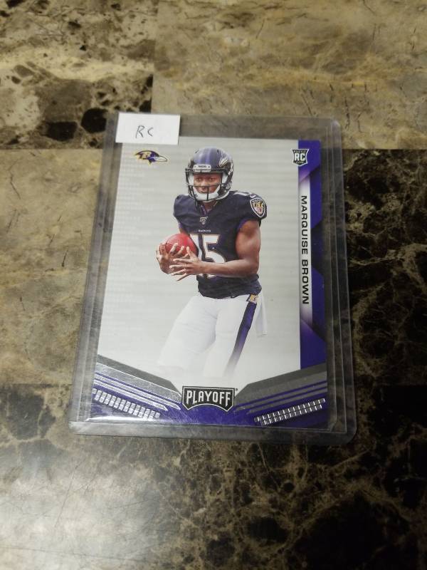 lot 905 image: 2019 Panini Playoff Football Marquise Brown Baltimore Ravens Rookie Card