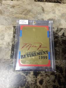1997 Fleer Premier Skybox International 23KT Gold Michael Jordan Chicago Bulls January 13th Retirement 1999 Basketball Card Serial Number 1753/9923