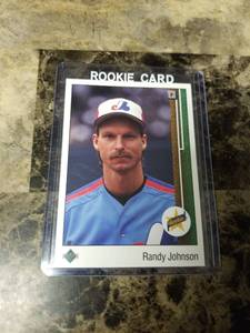 lot 1026 image: 1988 Upper Deck Randy Johnson Montreal Expos Rookie Baseball Card
