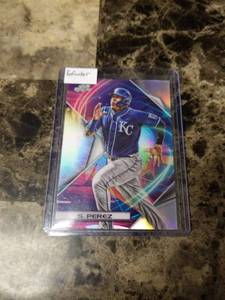 lot 1041 image: 2022 Topps Chrome Refractor Salvador Perez Kansas City Royals Baseball Card