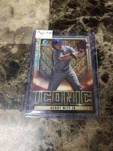 lot 1045 image: 2023 Topps Bowman Chrome Iconic Mojo Prizm Bobby Witt Jr. Kansas City Royals Baseball  Card