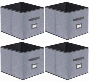 lot 6822 image: Onlyeasy Extra Large Cloth Storage Bins Foldable Cube Storage Bin 4 Pack - Fabric Cube Organizers Container Drawers with Dual Handles for Shelves, 13 W x 15 D x 13 H, Linen-Like Grey, 7MXDBXL04PLP