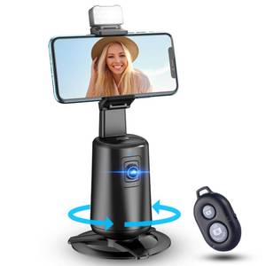 lot 6843 image: Auto Face Tracking Tripod 360° Rotating Cell Phone Photo and Video Kits Stand, No App, Camera Stand with Remote and Gesture Control, Rechargeable Smart Shooting Stand for Live Recording Tiktok Black