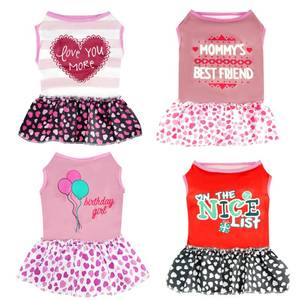 lot 6871 image: Pistha 4 Pack Adorable Girl Puppy Printed Doggy Clothes for Small Dogs - Girl Holiday Apparel Dresses(M)