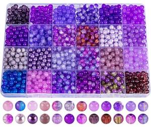 lot 6875 image: XSEINO About 1200PCS 6mm Glass Beads Bracelet Making Kit,24 Assorted Violet Elegant Series Colorful Crystal Beads for Bracelet and Jewelry Making and DIY Crafts,Friendship Bracelets