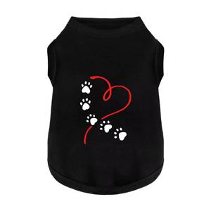 lot 6877 image: Discover Cozy Cotton Canine Wear Soft, Lightweight, and Breathable Dog Shirt Vest with Eye-Catching Graphics (Heart and Paw, Keeping Your Furry Friend Warm Black XL