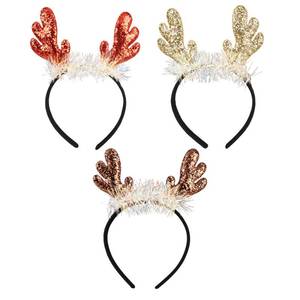 lot 6901 image: FECASIMY 3PCS Reindeer Antlers Headband for Christmas, Halloween, Party Cosplay Costume - Antler Hair Accessories for Women, Birthday