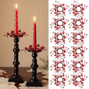 lot 6904 image: Canlierr 12 Pcs Valentines Taper Candle Rings Wreaths Decorations 1.77 Inch Mini Red Heart Taper Candleholder Wreaths for Valentines Holiday Wedding Home Table Centerpiece Candlesticks Decor