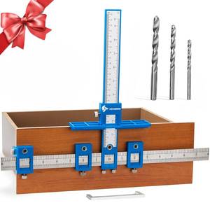 lot 6954 image: Cabinet Hardware Jig, Punch Locator Drill Guide,Wood Drilling Dowelling Guide for Installation of Handles Knobs on Doors and Drawer, Cabinet Template Tool for Handles and Pulls