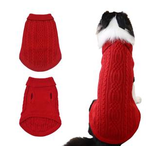 lot 6963 image: Dog Sweaters Red Knitted Soft Knitted Warm Puppy Jumper & Cat Sweater, Cute Photo-Friendly Pet Outfit with Leash Hole, Warm Clothes for Small Dog Cat (L)