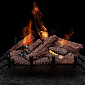 lot 6972 image: OBOLIS 10 Pcs Ceramic Gas Fireplace Logs, Small Size Premium Heat-Resistant Wood Log Gas Realistic Logs for Indoor or Outdoor Fireplaces,Perfect for Holidays,Christmas Ambiance
