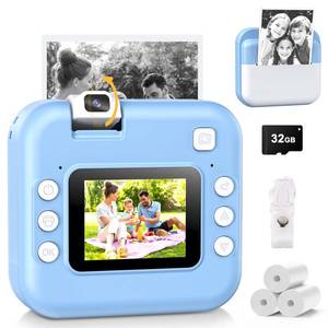 lot 6991 image: Kids Camera Instant Print - Digital Camera with Flip Lens, Birthday Gift for Boys Girls, Instant Print Photos for Toddlers HD Selfie 1080P Video, Portable Travel Toys for 4 5 6 7 8 9 10 Years Blue