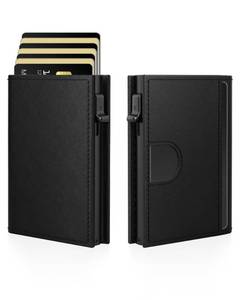 lot 6992 image: Slim Mens Wallet - RFID Blocking Trifold Smart Leather Wallet with Metal Pop Up Card Holder, Small Front Pocket Wallet Holds 11 Cards 10 Bills, ID Window Cash Slot Magnetic Closure, Mens Gift