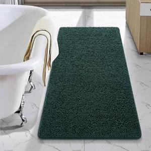 lot 6998 image: LOCHAS Luxury Bathroom Rug Shaggy Bath Mat 24 x 44 Inch, Washable Non Slip Bath Rugs for Bathroom Shower, Soft Plush Chenille Absorbent Carpets Mats, Hunter Green