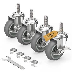 lot 6999 image: HOLKIE Caster Wheels 3 inch Locking Casters Set of 4, Threaded Stem 38 -16 x 1-12 (Diameter 38, Length 1-12) Swivel Heavy Duty Castors Gray