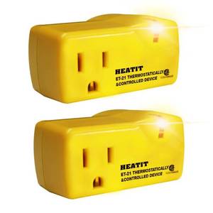 lot 7023 image: HEATIT ET-21 Freeze Thermostatically Controlled Outlet On at 38F Off at 50F ET-21-2 2PCS
