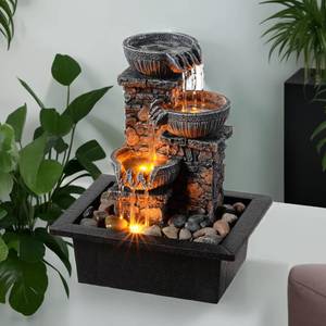 lot 7033 image: Kalona Tabletop Fountain 3 Bowls with LED Light Soothing Water Flowing Sound Fountain ZenMeditation HomeOffice Decor Home Decor Relaxation Indoor (23113)