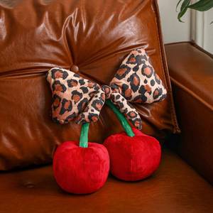 lot 7034 image: Beeveer Leopard Cheetah Bow Cherry Pillow Coquette Room Decor Preppy Stuff Gifts for Teen Girl Funny Trendy Decorative Pillow Cushions for Bedroom Living Room Sofa Bed Chair Christmas Preppy Gift