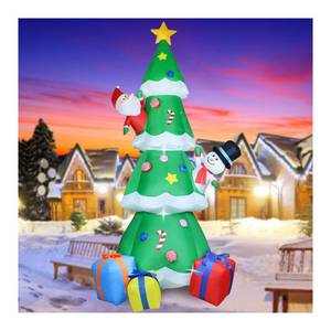 lot 7037 image: 9Ft Christmas Inflatable Decoration Green Christmas Tree with Build in LED, Blow up Inflatable Tree with Multicolor Gift Boxes and Star for Christmas Party Indoor, Outdoor, Yard, Garden, Lawn Decor