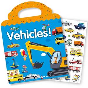 lot 7042 image: Reusable Sticker Book for Kids, Vehicles Truck Stickers Educational Learning Toys Travel Stickers Activity Books for Toddler Girls Boys Age 3 Birthday Gifts