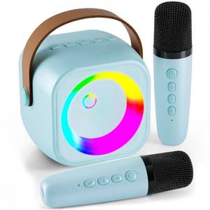 lot 7048 image: Karaoke Machine, Portable Bluetooth Speaker with 2 Wireless Microphones for Kids, Karaoke Toys Gifts Toys for Girls Boys Family Home Party (Blue)