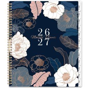 lot 7054 image: 2026 Monthly Planner - Monthly PlannerCalendar 2026, Jan.2026 - Dec.2026, 8.5 x 11, 12 monthly planner with Tabs, Pocket, Thick Paper, Note Pages, Twin-Wire Binding - Engraved Floral
