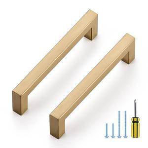 lot 7056 image: Ravinte 5 Pack Champagne Bronze Cabinet Handles 5 Inch Hole Center Stainless Steel Kitchen Square Cabinet Pulls for Dresser Drawer Cupboard Handles with Screwdriver