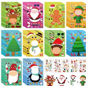 lot 7058 image: Mibor Christmas Stickers, 50 Sheets Make Your Own Stickers & 5 Sheets Temporary Tattoos, DIY Merry Christmas Sticker for Crafts Gifts, Classroom Favors Party Games