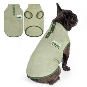 lot 7059 image: cyeollo Fleece Dog Sweater, Pullover Dog Fleece Jacket Turtleneck Sweatshirt Stretchy Vest Warm Lightweight Winter Clothes for Small Dogs, Green L