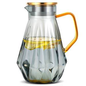 lot 7061 image: Kftamoetly Glass Pitcher with Lid and Spout, Gray Clear Hot & Cold Water Jug with Handle and Lid for Iced Juice, Coffee, Milk, Coffee, Sun Lemonade,Water, Hot Tea (68 oz)