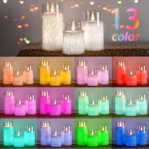 lot 7065 image: Homemory Color Changing Flameless Candles, Battery Operated LED Pillar Candles, Fake Electric Candles with Remote Control and Timers, Set of 3