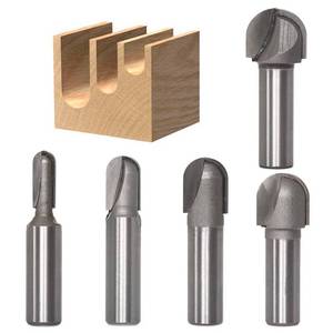 lot 7071 image: Akylin 5pcs Round Nose Router Bits Set 12 Inch Shank,Core Box Bits 516,12,58 34 and 78 CD,for Wood Roundnose Grooving,Veining,Engraving