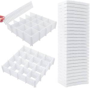 lot 7073 image: DVHOK 85Pcs Drawer Dividers, Adjustable Drawer Organiser, Cut at Will for Tidying Clutter Clothes, Socks, Makeup, Dresser, Kitchen White