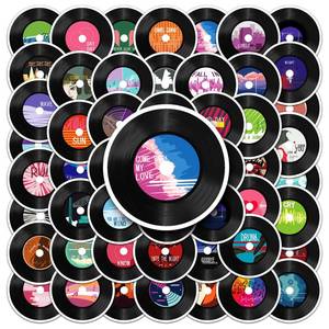 lot 7077 image: Music CD Stickers, 50 Pcs ATMBD Vinyl Cartoon Record Album Sticker for Water Bottle Laptop Cars Guitar Skateboard Bumper Vintage Waterproof Music Stickers for Teens Adults