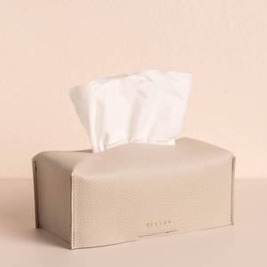 lot 7078 image: OLETHA Aesthetic Rectangle Tissue Box Cover, Medium Flat Box Tissues Holder Rectangular, Light Taupe