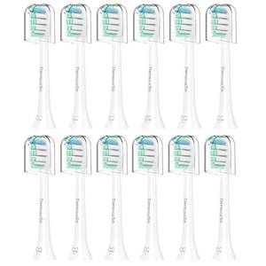 lot 7080 image: Densuuclin Toothbrush Replacement Heads for Philips Sonicare and More Click-on Handles 12 Pack White