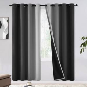 lot 7088 image: COSVIYA 100% Blackout Curtains & Drapes Ombre Black Curtains 72 inch Length 2 Panels,Full Room Darkening Grommet Gradient Insulated Thermal Window Curtains for BedroomLiving Room,52x72 inches