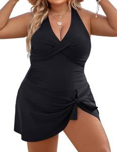 lot 7095 image: Blooming Jelly Women Plus Size Swim Dress Swimsuit One Piece Tummy Control Bathing Suit Swimsuit 2026 3XL, Black