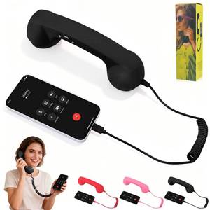 lot 7103 image: Retro Phone Handset, 2026 New Retro Style Type-C Phone Handset,Vintage Wired Plug in Handheld Cell Phone Receiver with Microphone, Suitable for Cell Mobile Video Conferences,Calls,Meetings (Black)