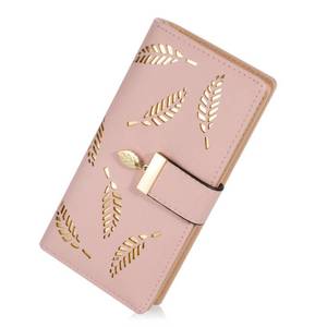 lot 7108 image: Sweet Cute Chocolate Womens Long Leaf Bifold Wallet Leather Card Holder Purse Zipper Buckle Elegant Clutch Wallet Handbag for Women - Pink